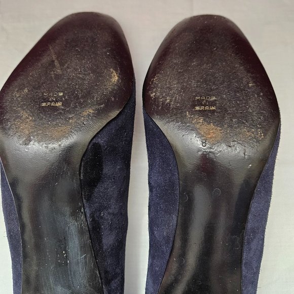 DONATED: Mr. Seymour Women's Navy Suede High Heels - Made in Spain Size 8 B - Picture 12 of 16